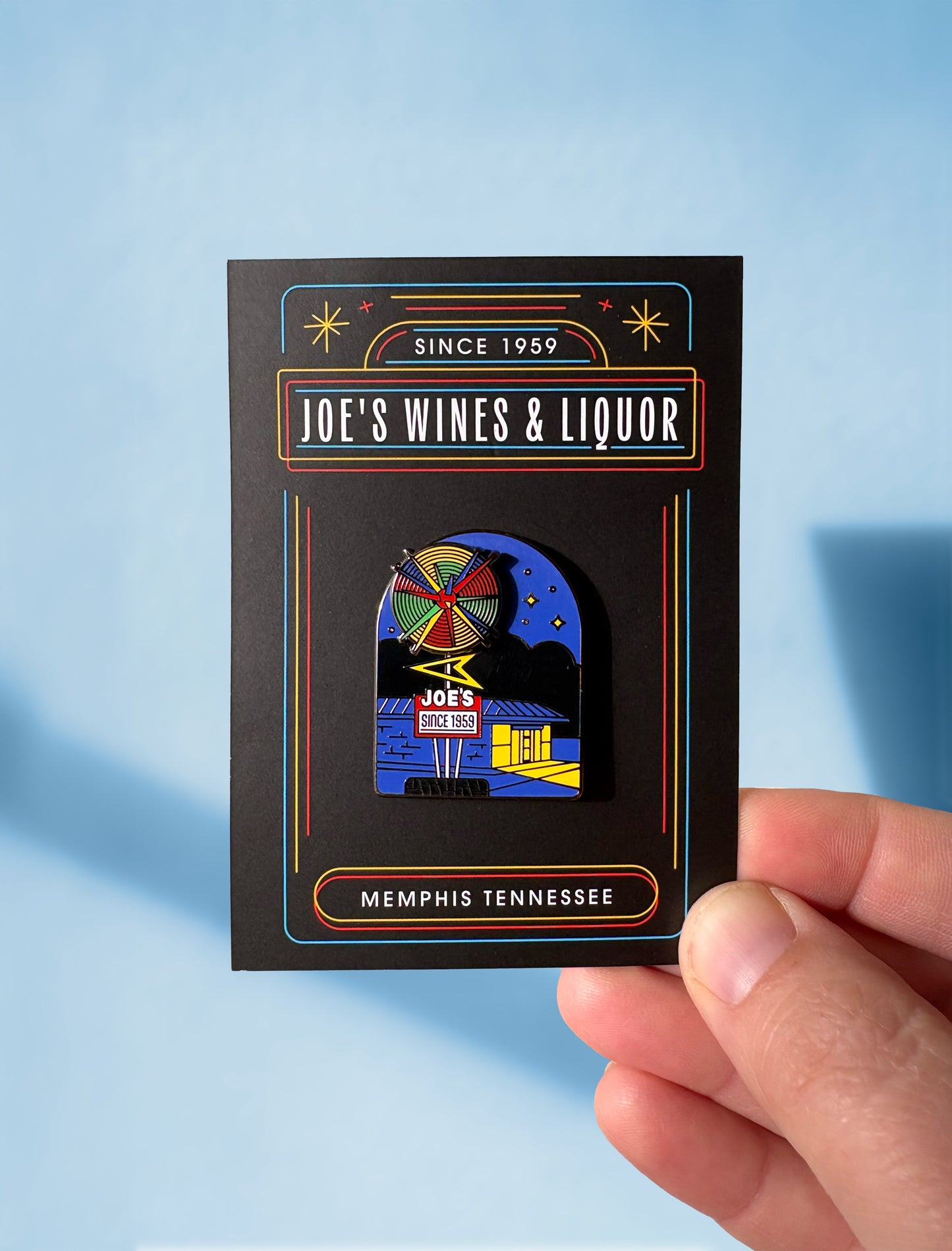 Joe's Wines & Liquor Sputnik Spinning Enamel Pin