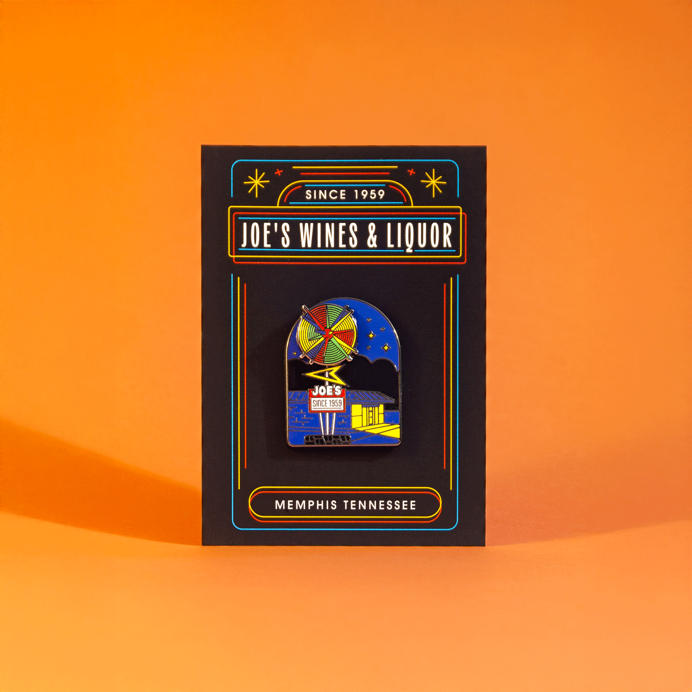 Joe's Wines & Liquor Sputnik Spinning Enamel Pin