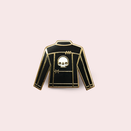Black Jacket with Patch Enamel Pin