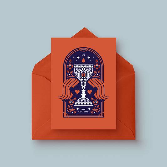 Tarot: The Lovers - Blank 4x6 Folding Card with Envelope